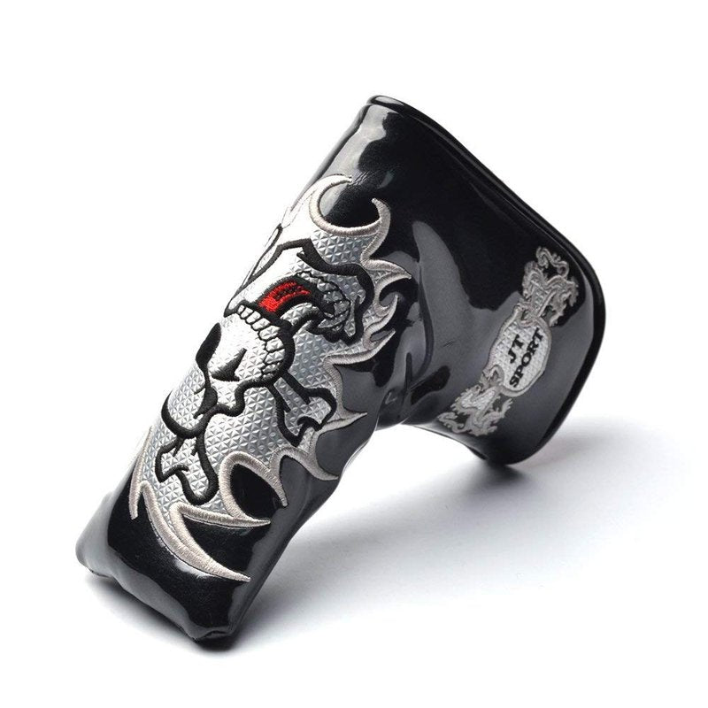 PLUSKER Skull Black Golf Club Blade Putter Cover Magnetic Synthetic Leather Putters Headcover Protector