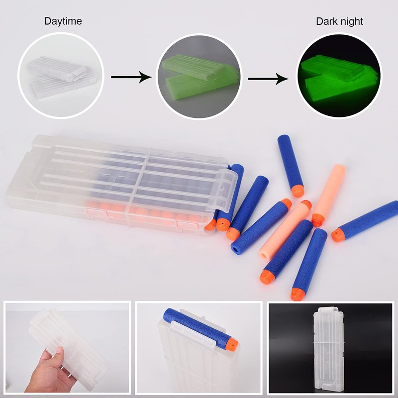 Oimio Soft Bullet Clips 12-Darts Quick Reload Clips Magazine for Nerf Toy Dart Gun 4pcs (Luminous White)