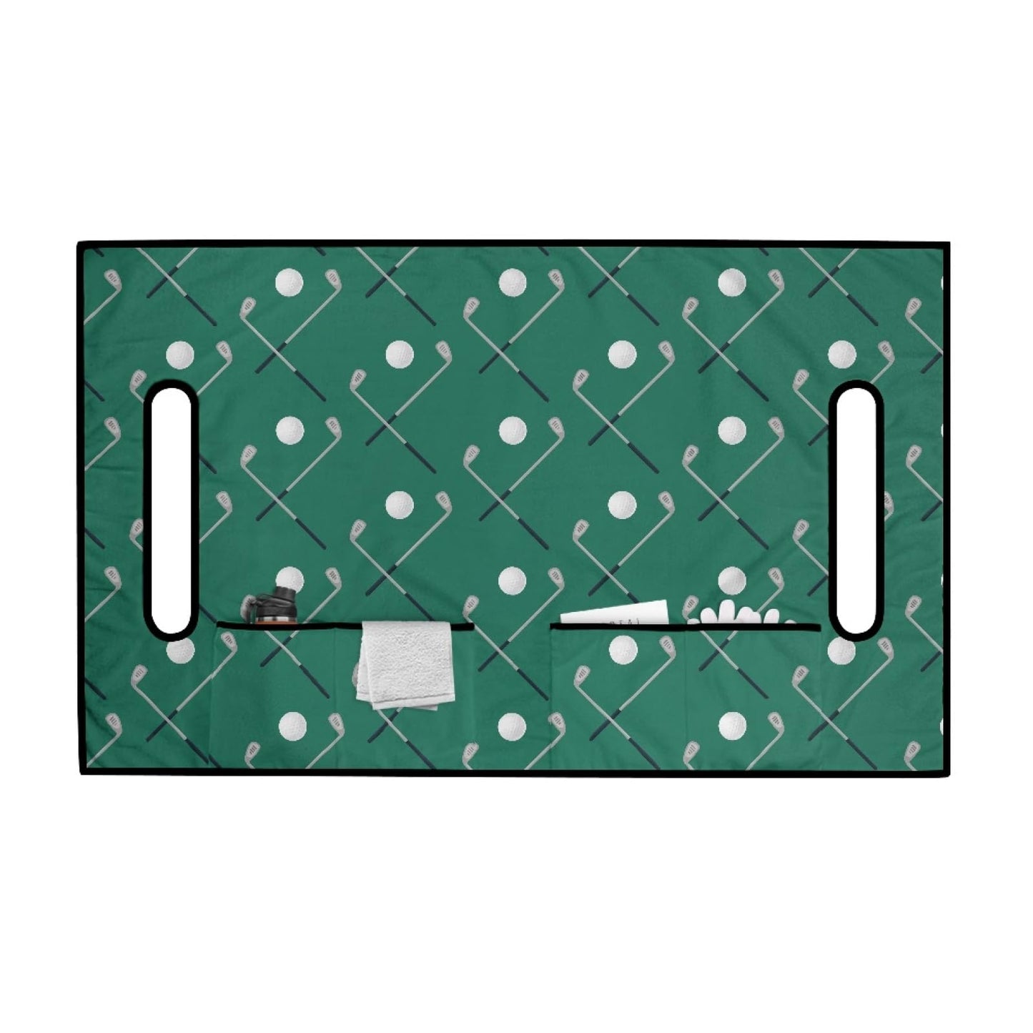 Knextrepoy Golf Ball Print Golf Cart Seat Cover with Pockets Universal Golf Cart Seat Blanket for Club Car Breathable Golf Cart Seat Cover Protector Green Cart Seat Cushion Accessories