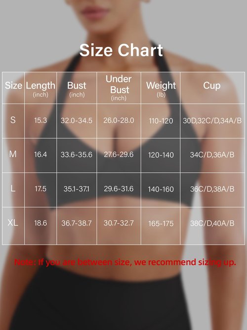 YEOREO Women Halter Sports Bra Light Support V Neck Padded Strappy Open Back Workout Gym Tops Black M
