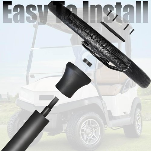 Club Car DS Golf Cart Steering Wheel Adapter for Club Car DS 1984+ Carts Fits 5/6 Hole Golf Cart Steering Wheel Premium Aluminum Easy to Install(Black)