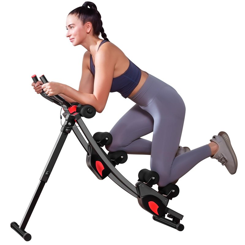 BODY RHYTHM Dual-Track Ab Machine with 4 Adjustable Heights, Foldable Core & Abdominal Exercise Machine, Total AB Workout Equipment for Home Gym, Ab Women Exercise Fitnes Trainer. (Black)