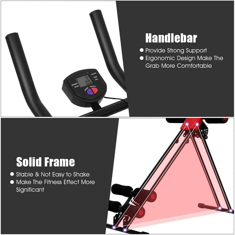 SPORFIT Ab Crunch Machine, Foldable Abdominal & Core Fitness Equipment, Height Adjustable Waist Trainer with LCD Display, Full Body Workout Machine for Home Use Black