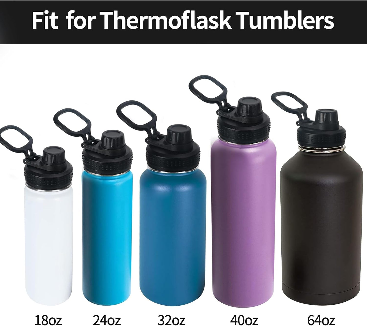 Thermoflask Lid Replacement - Leak-Proof Spout Lid for 12 oz to 64 oz Bottles | 2-Pack