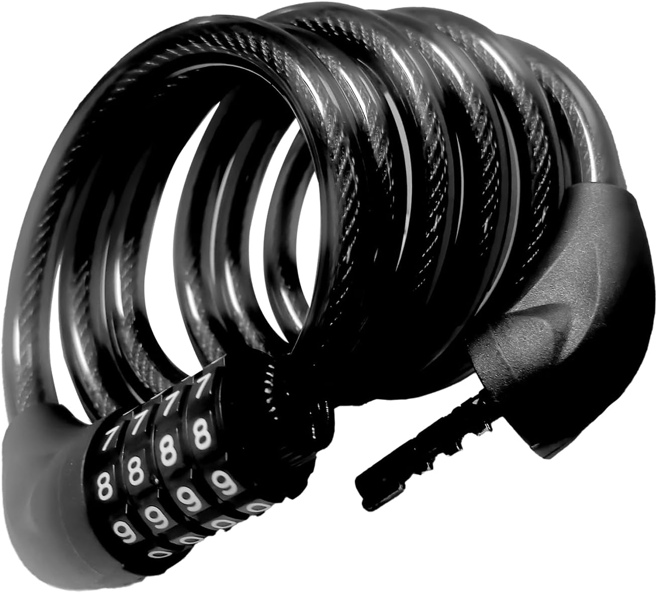 Skiennix Bicycle Cable Lock - 4-Digit Combination, 6-Foot Length, Resettable Anti-Theft | Black