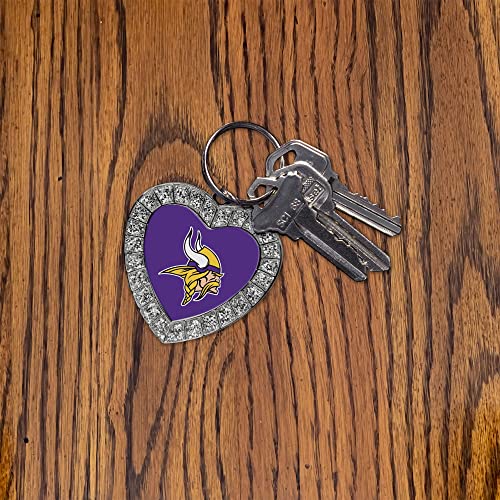 NFL Rhinestone Heart Keychain - Durable Metal Team Accessory