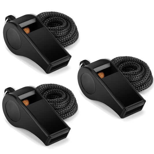 Fya Whistle, Sports Whistle with Lanyard, Very Loud Black Whistles Great for Coaches, Referees, Outdoor Sports