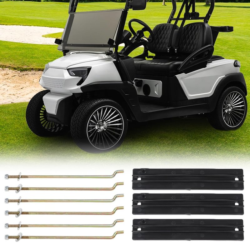 ALLGOOD Battery Hold Down Retainer Plate Rods Kit, Compatible with Club Car DS and Carryall Electric Golf Cart 1981-2013