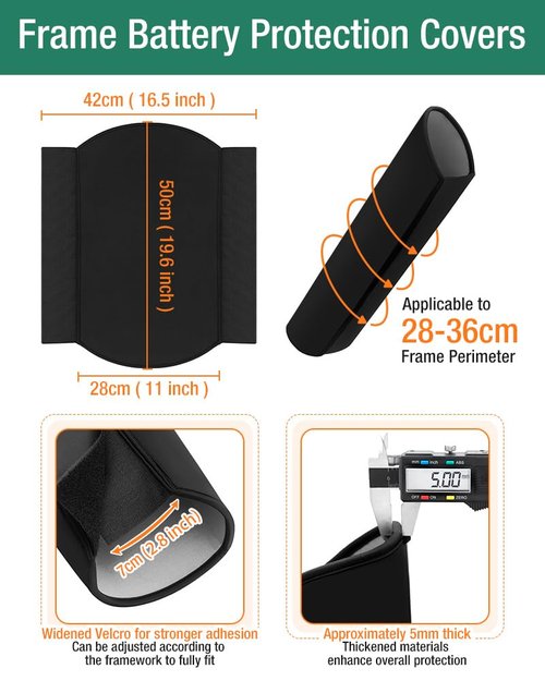 XIUWK 2-Piece EBike Battery Cover Waterproof, Bicycle Frame Battery Protector Cover