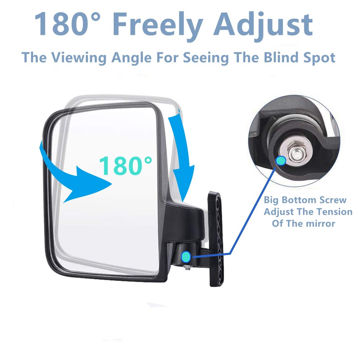 WLOOD Golf Cart Folding Side Mirrors and Rear View Mirror 16.5" Extra Wide Panoramic Golf Cart Mirrors Fits for Club Car EZGO Yamaha Combo Pack