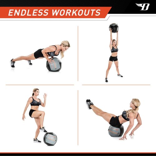 Bionic Body Soft Medicine Ball Weighted Slam Wall Ball for Cardio Workout and Core Training – Ideal for Squat, Lunge, and Partner Toss – 6, 10, 14, 20 lb., 14-Pound
