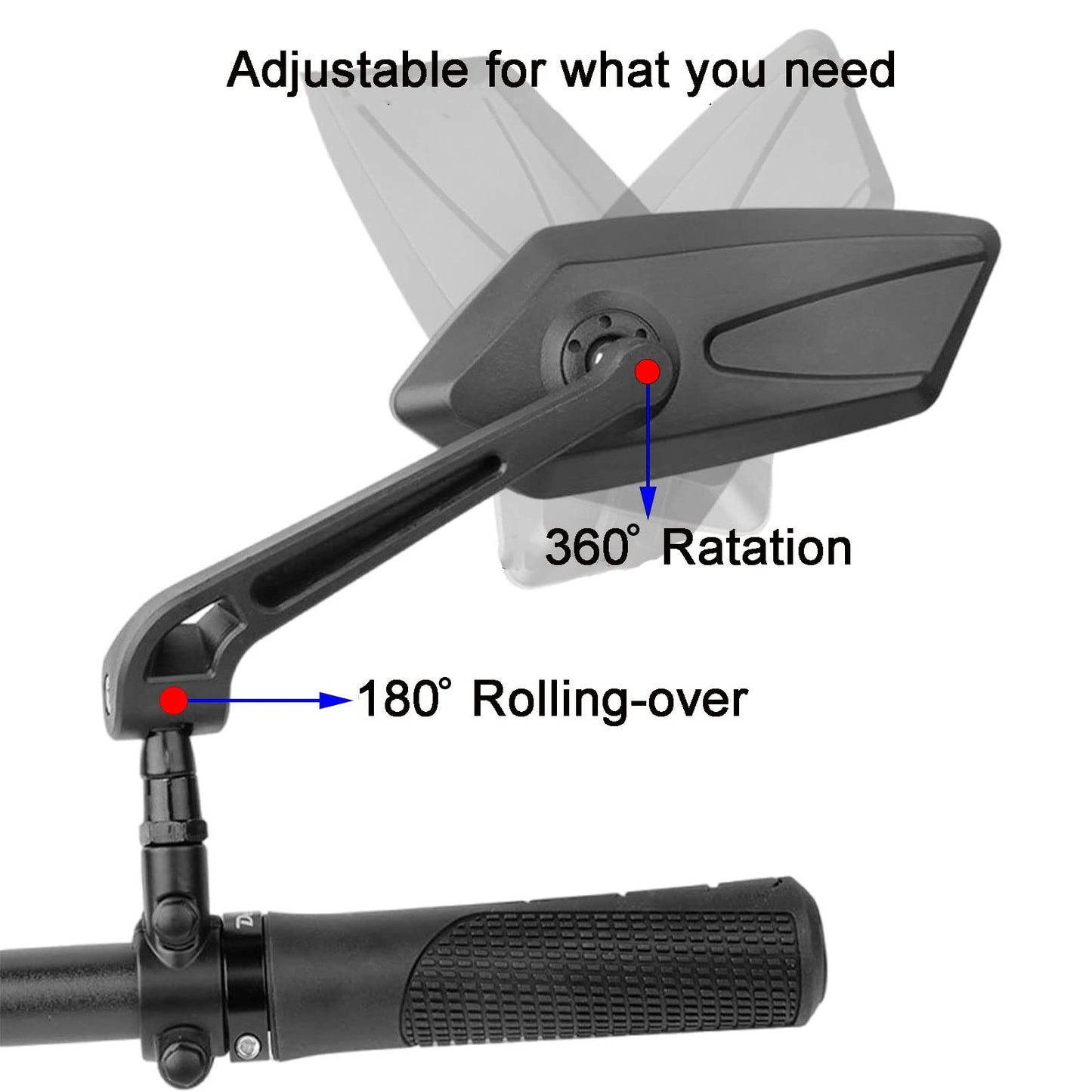 Bike Mirror, Bicycle Mirrors of Handlebars Rotate Rearview Glass Lens, Safe Cycling Bike Rear View Mirror (Diamond)