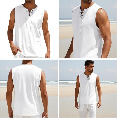 Domirica Men's Muscle Tank Top - Lightweight Athletic Fit Sleeveless Shirt for Summer Beach Wear