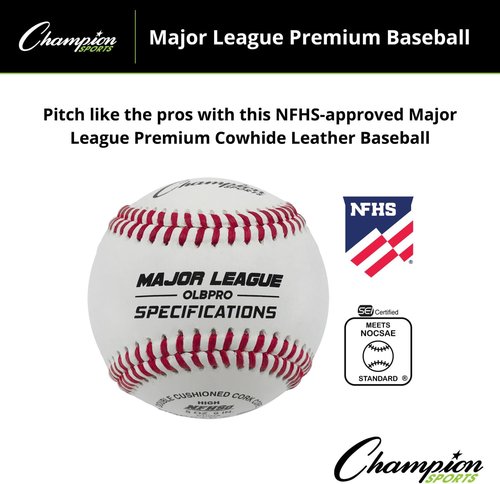 Champion Sports Leather Baseball Set - Dozen Genuine Leather Official League Baseballs for Practice & Games | OLBPRO Pack of 12