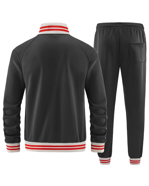 Riskrole Men’s Tracksuits Set 2 Pieces Active Sweatsuits Casual Jogging Full Zip Outfits Jacket Pants Set
