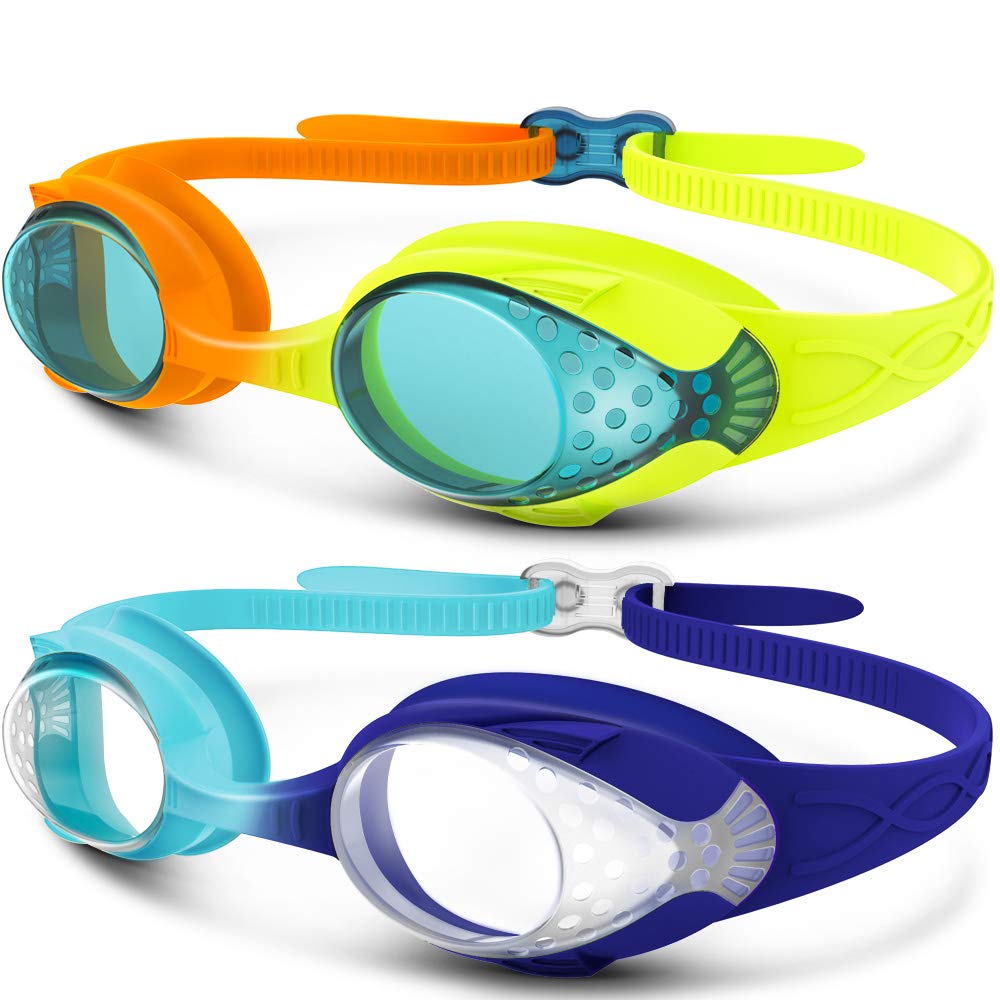 OutdoorMaster Kids Swim Goggles 2 Pack - Quick Adjustable Strap