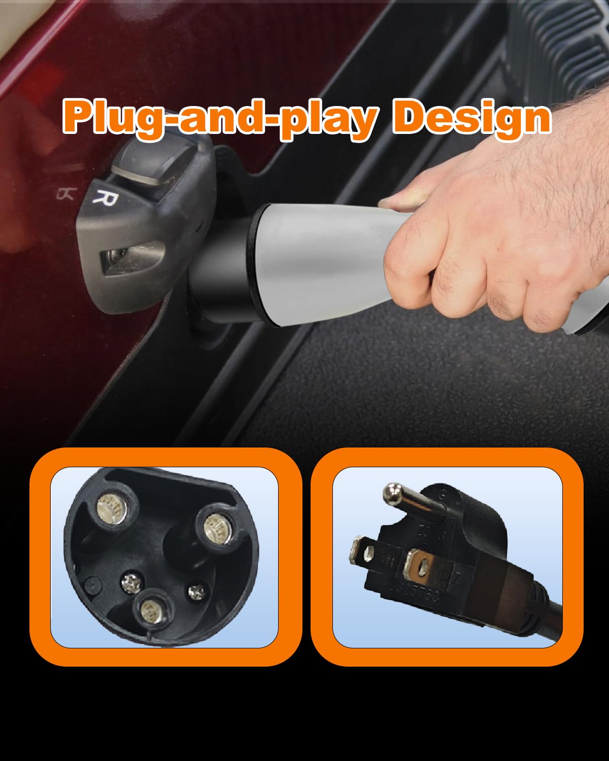 yourheey Charging Power Cord Assembly Fits for Evolution ICON Golf Carts,110V-240V 16A 3 pin Golf Cart Charge Plug and 10FT Cable,Replace OEM# 2.04.0620 ST-031016-PT （Plug and Play）