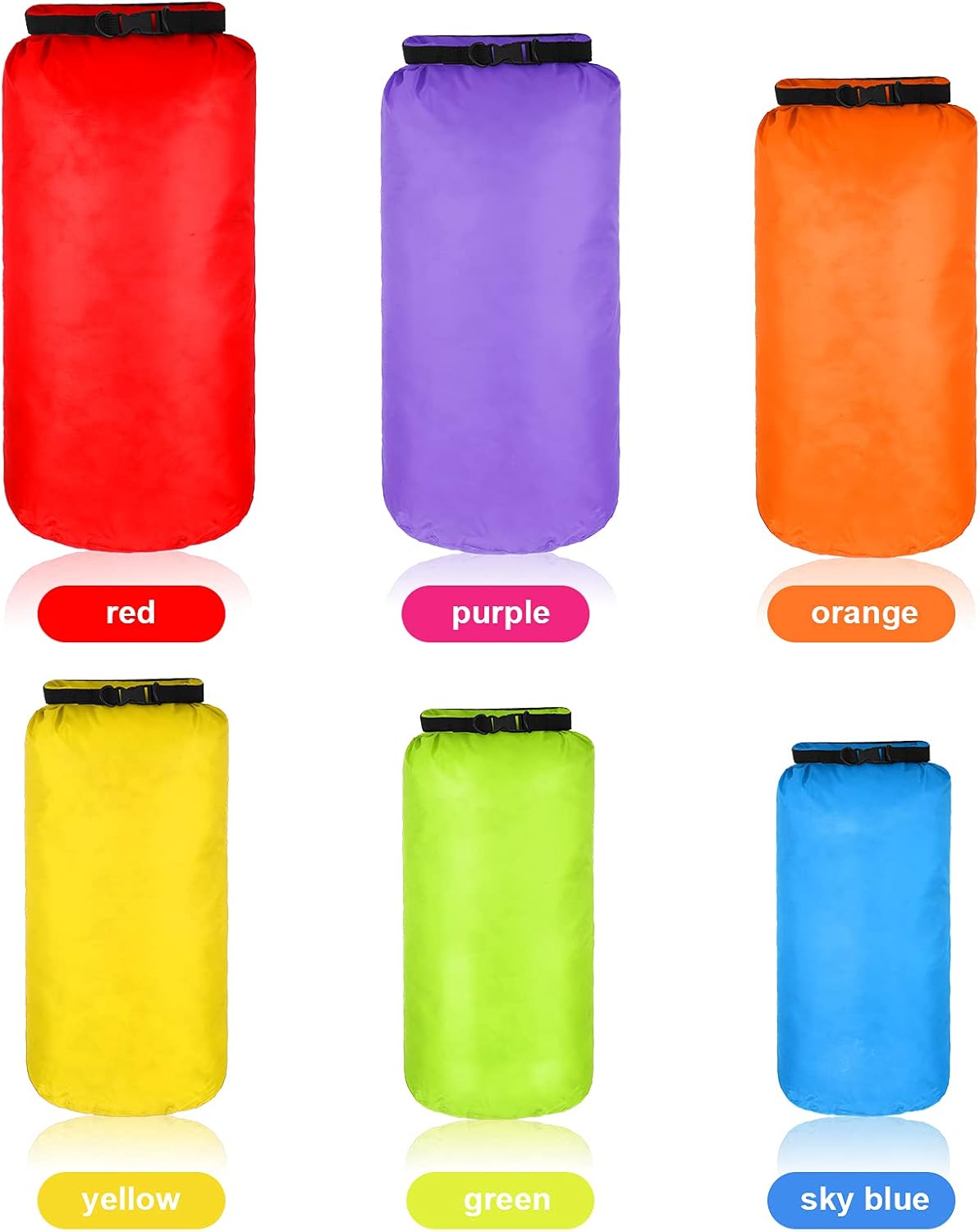 Shappy Waterproof Dry Bag Set - 6 Pcs Ultralight Stuff Sacks for Camping, Kayaking & Hiking | 20/15/10/8/5/3L