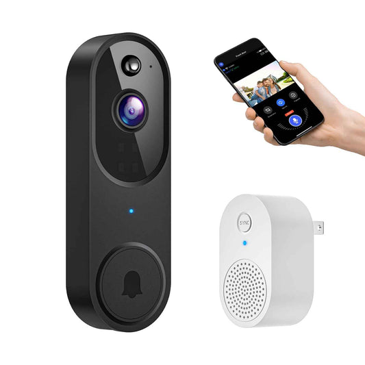 GridTera Smart Video Doorbell Camera Wireless, AI Human Detection and Instant Alerts, Night Vision, 2-Way Audio, Battery Powered, Cloud Storage Sold Seperately, 2.4G WiFi (Chime Included)