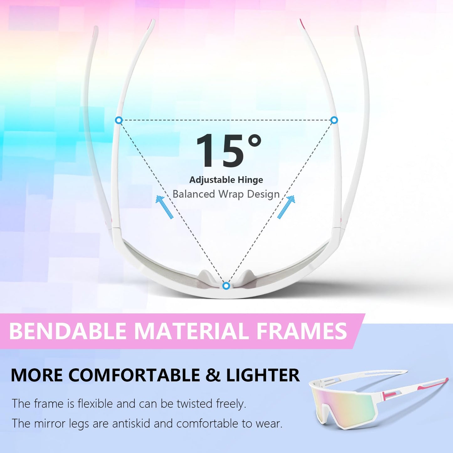 IKTOD 3 Pack Polarized Running Sunglasses for Women Mens Sunglasses UV Protection for Cycling Baseball Fishing (3 Pack-Pink Pink/Purple Black/Pink White-W09)