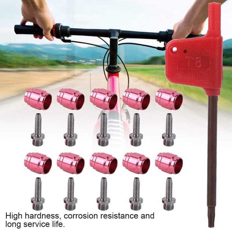 WQAPVHBG Bicycle Olive Connecting Insert, 10Pcs Bike Olive Head Set, Oil Brake Olive Head Oil Needle and 1Pcs Installing Tool Replacement for Sram Stealthamajig Bike Brake Qil Tube