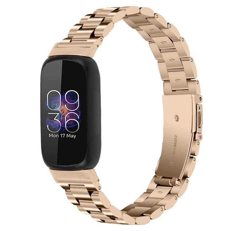 Metal Bands Compatible for Fitbit Inspire 3 for Women & Men,Solid Stainless Steel Adjustable Strap Replacement Band for Inspire 3 Fitness Tracker (Champagne)