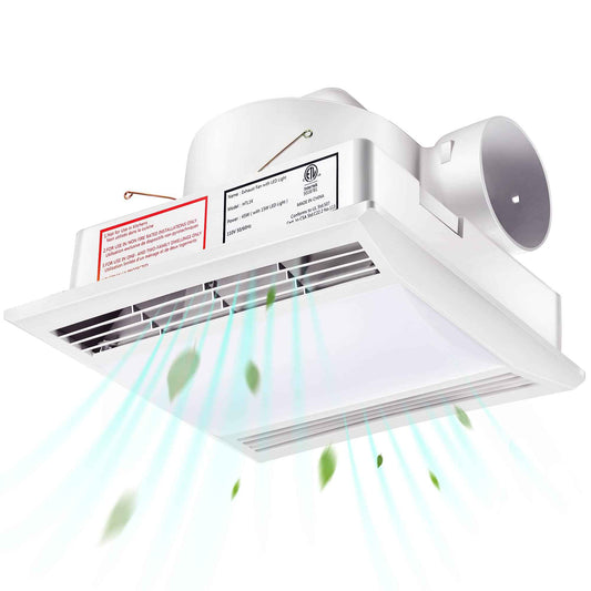 Fiada Bathroom Exhaust Fan with 15W LED Light, Ultra Quiet 1.0 Sones 110 CFM Bathroom Ventilation Fan Vent for Home Household Bath Office Hotel 105 sq. ft.(Stable Light)