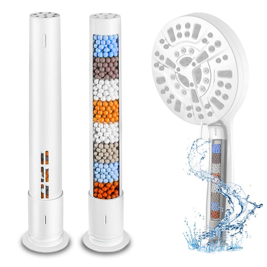 Amorix 2 Pack Shower Filter for Handheld Shower Head, Multi-stage Filter Cartridge for Hard Water, Reduce Chlorine