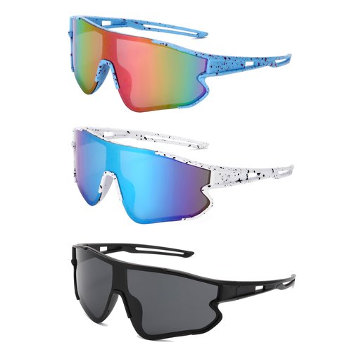 MJEBT Polarized Sports Sunglasses for Men Women, Baseball Cycling Fishing Running Sun Glasses UV400 Protection (White/Blue Mirror+Blue Red/Pink Mirror+Black/Gray)