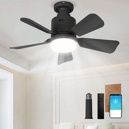 LANMEL Socket Fan Light with Remote & APP, 17.7'' Socket Breeze Ceiling Fan with Socket Extender, 3 Colors LED Light Bulb, Screw in Small Ceiling Fan for Bedroom Living Room Kitchen Garage