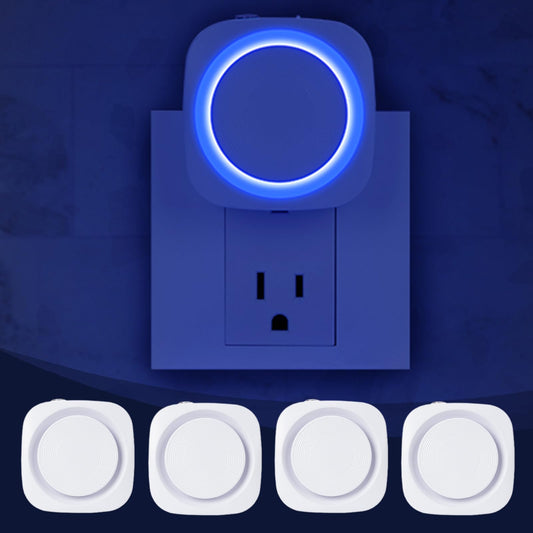Fusunloh Blue Night Lights Plug in to Wall,4 Packs Dimmable Night Light with Auto Dusk to Dawn Sensor,Soft Glow Night Light for Bathroom, Bedroom,Hallway, Stairs, Kitchen,Blue