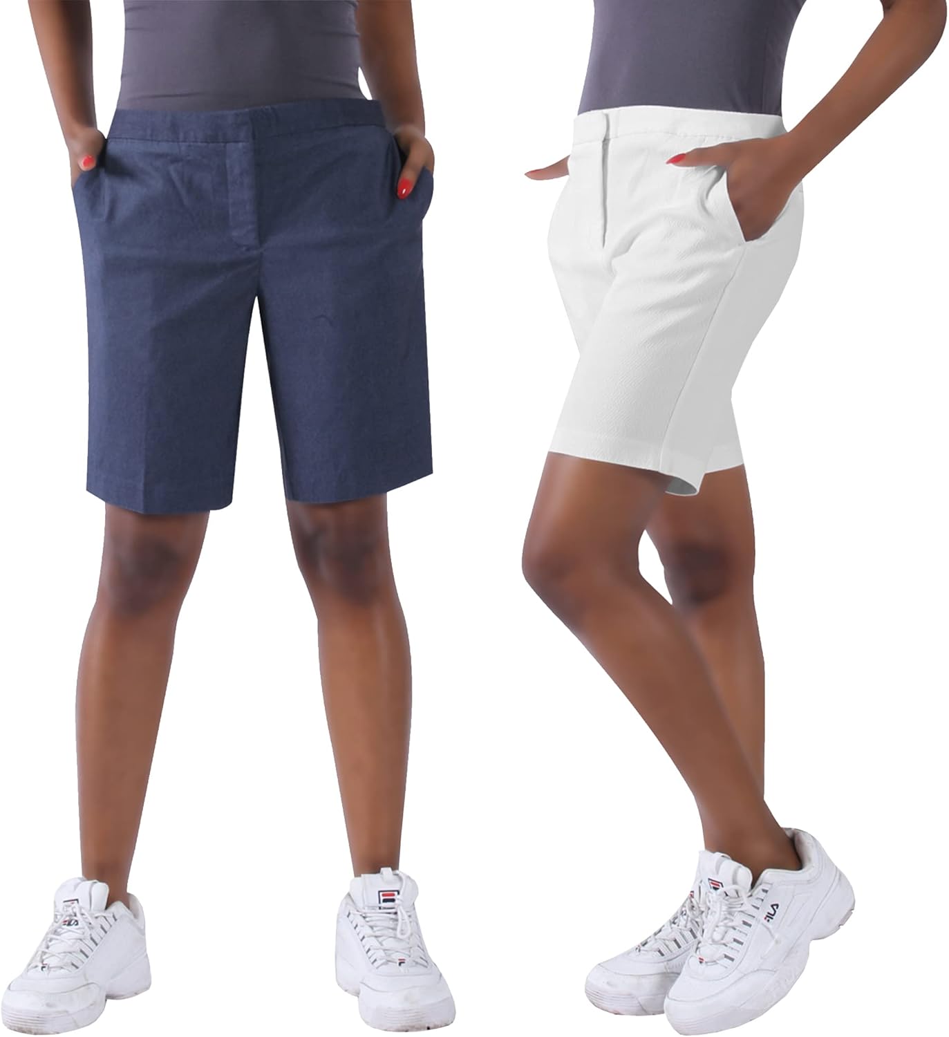 Skiennix Women's Golf Shorts - 9-Inch Dress Shorts with Pockets for Hiking & Outdoor Activities