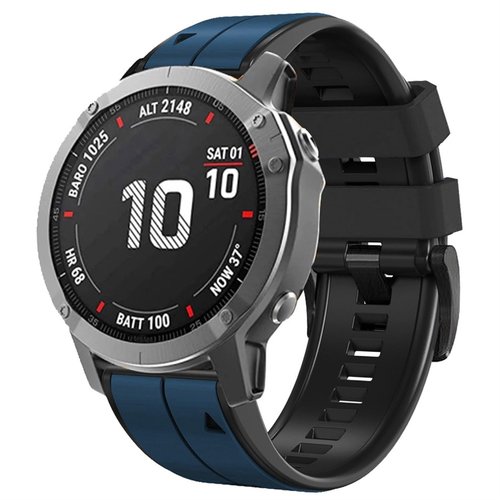 OUTVI 22 quick fit watch band compatible with garmin fenix 5 6 7 pro Solar Epix Pro Gen 2 47mm only Forerunner 935 745 965 955 Sturdy silicone 22mm sport watch bands replacement men BLUE BLACK