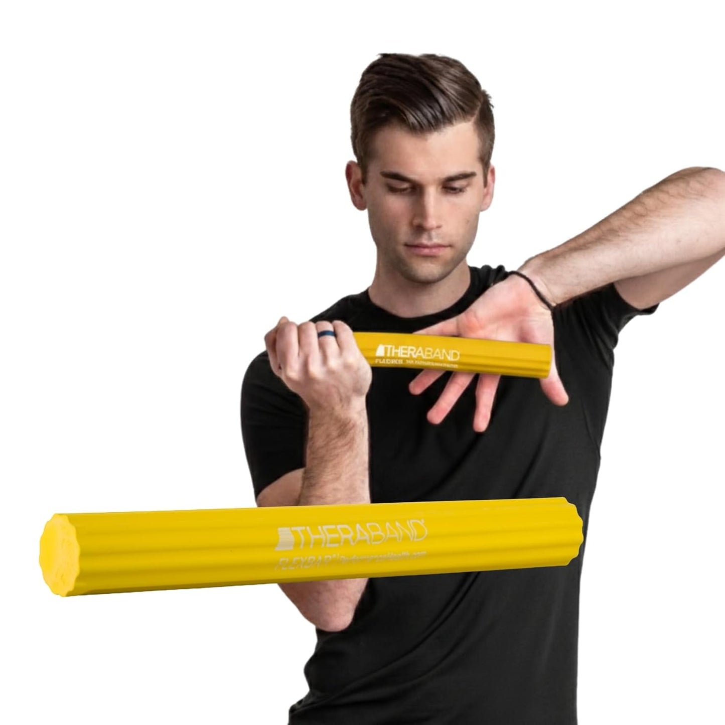 TheraBand FlexBar Resistance Bar - Extra Light Yellow Flex Therapy Tool for Wrist & Forearm Exercises