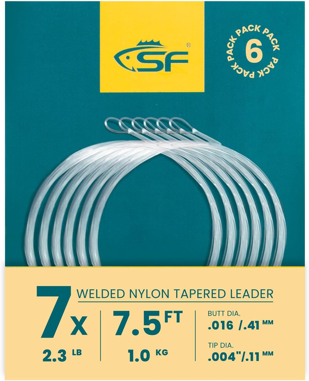 SF Pre-Tied Loop Fly Fishing Leader - Tapered Nylon for Freshwater & Saltwater | 7.5FT to 15FT Options