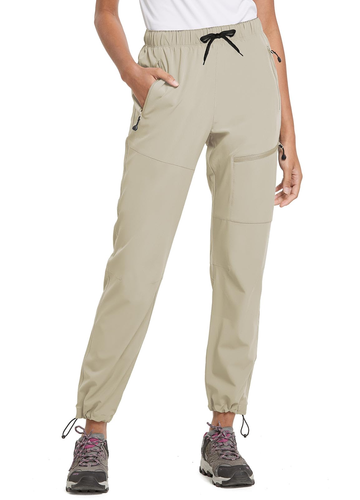 baleaf Travel Pants Women Hiking Long Tall Lightweight Quick Dry Water Resistant Cargo Pants 31'' Trip 31''-Suntan L