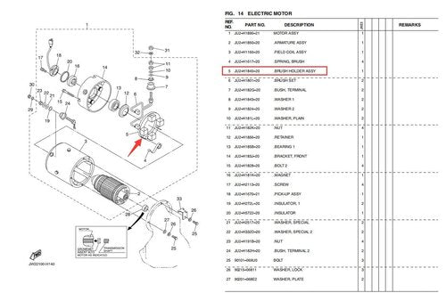 10L0L Motor Brushes Holder Plate with Springs Fits Yamaha G29 Golf Cart with DM430-06 Hitachi Motor Replaces Parts JU2-H1840-20-00, JU2-H1801-20-00