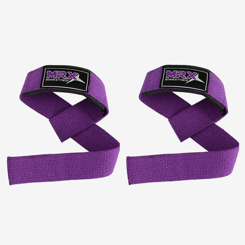 MRX Weight Lifting Bar Strap for Gym Workout Training Bodybuilding Deadlift Padded Straps Men/Women (Purple)