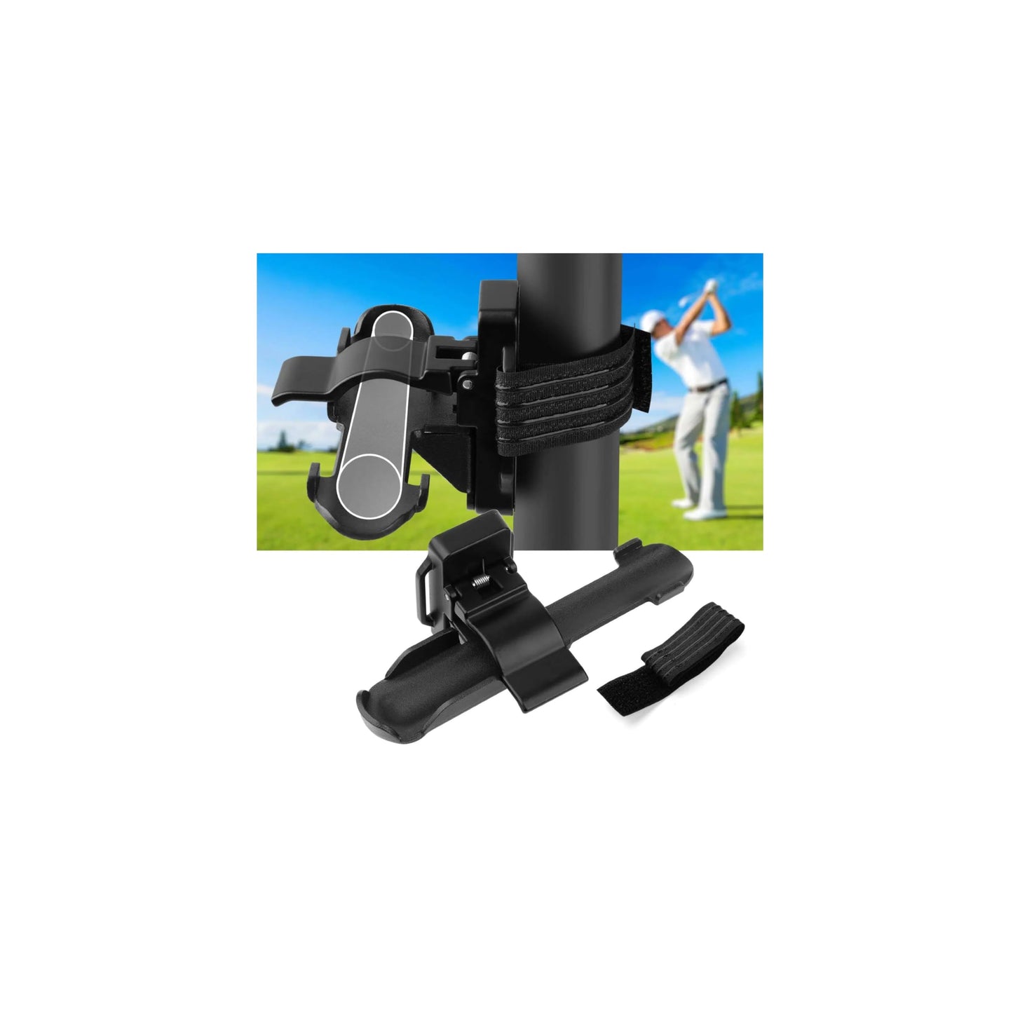 T TGBROS Magnetic Holder for Golf Cart Aluminum with Magnet & Strap Universal Fit for Standard Ring Gauge Golf Accessories for BBQ, Boat, Fishing, Outdoor