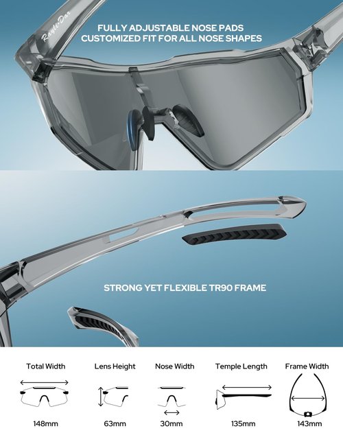 Rayli.Dar Polarized Sports Sunglasses for Men & Women UV400 TAC HD Lenses, Ultra Light TR90 Frame, Adjustable Nose Pads, Anti-Fog Cycling Running Fishing Baseball Driving Glasses
