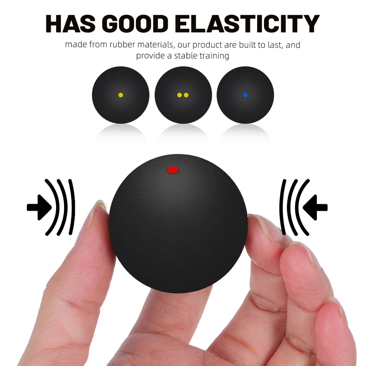 Kisangel Squash Balls Set 4 Pieces Rubber High Elasticity Bounce Balls for Indoor and Outdoor Racket Sports Training Practice with Single and Double Dot Design