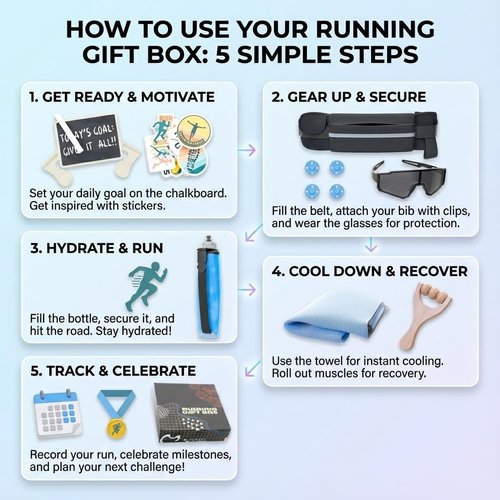 Ultimate Running Gift Box – Cool Runner Presents and Marathon Essentials for Women – Christmas Running Gift - Contains Sunglasses Hat Running Belt Foldable Water Bottle