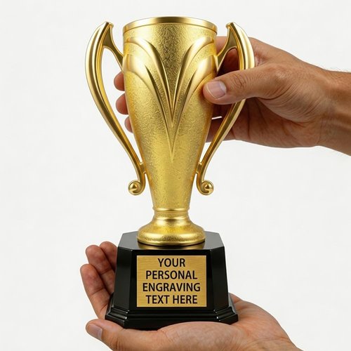 Custom Trophy Award - Personalized 9.8" Gold Cup Trophy with Engraved Text & Logo for Teams | Competitions
