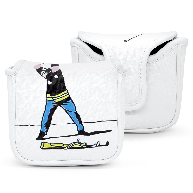 Funny Golf Putter Cover Square Mallet Putter Headcover - White Synthetic Leather Golf Club Covesr for Mallet Putters fits for All Brand