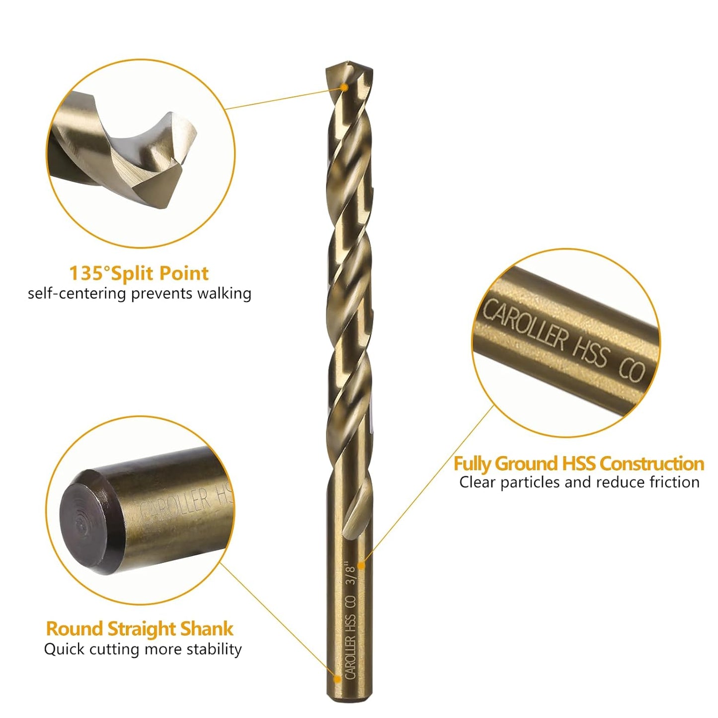 29-Piece High Speed Steel Drill Bit Set with Metal Indexed Case - 135° Tip for Wood, Plastic & Stainless Steel