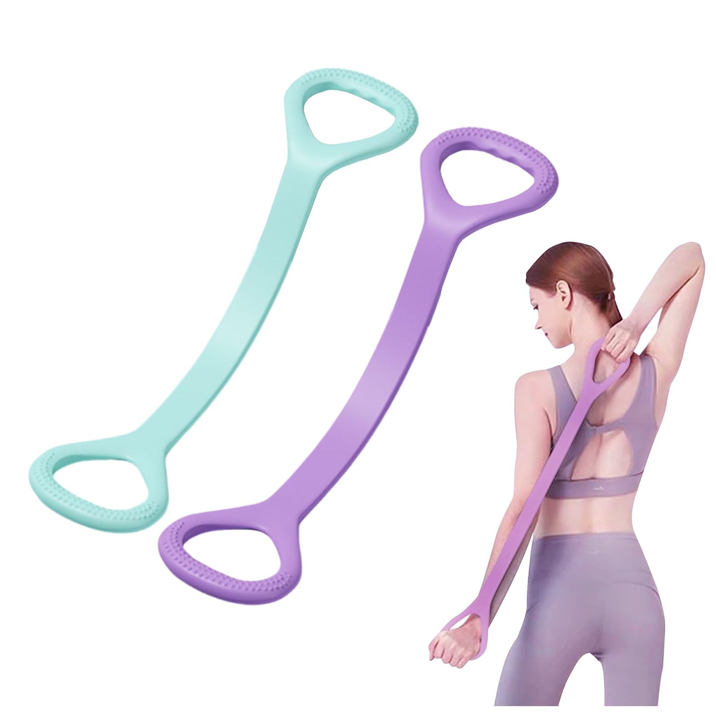 ANIS·KEAAR 2 PCS Figure 8 Resistance Band - Elastic Fitness Rope for Arm, Back, Shoulder & Full-Body Workouts | Foot, Leg, Hand Stretcher for Yoga, Pilates, Physical Therapy & Home Gym Exercise