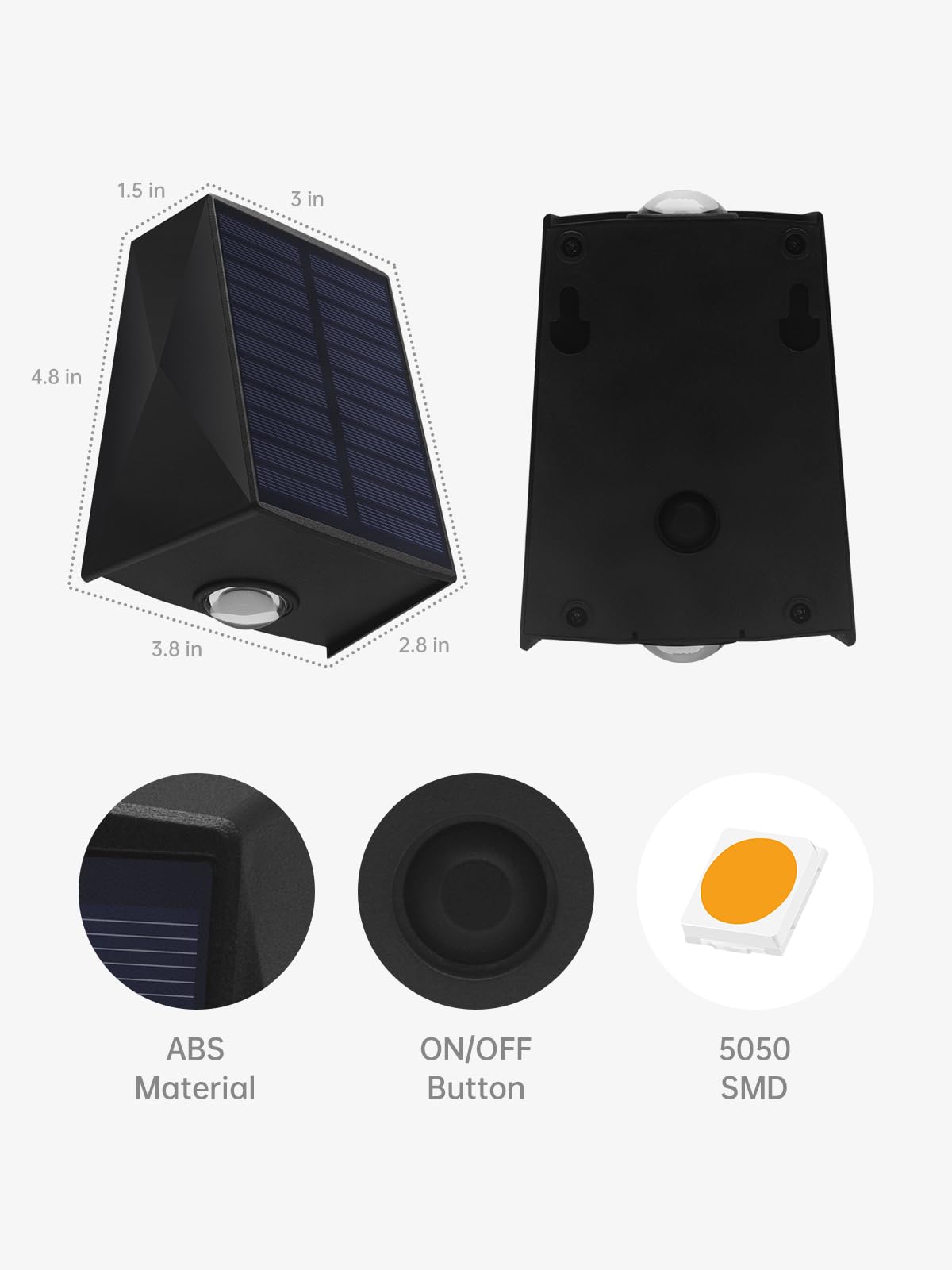 Mrzxy Solar Wall Lights Outdoor Waterproof, Up Down Sconce LED Solar Light IP65 Dusk to Dawn for Porch, Fence, Deck(Warm White, 2 Pack)