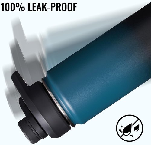 Fijinhom 24 oz Insulated Water Bottle - Durable 304 Stainless Steel | Keeps Drinks Cold & Hot, Blue & Black