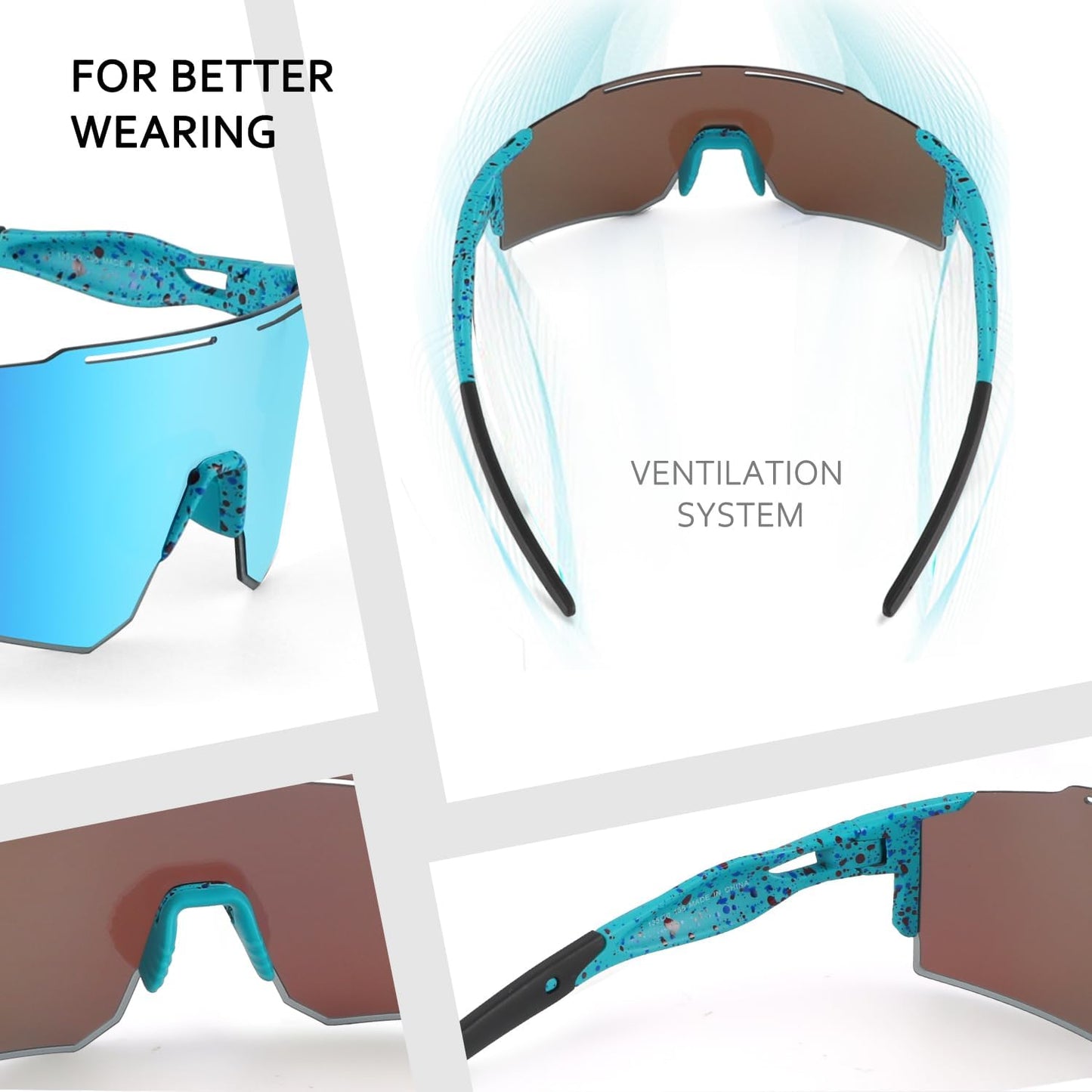 Ukoly Cycling Sunglasses - Polarized Sports Eyewear with 3 Interchangeable Lenses for Men & Women