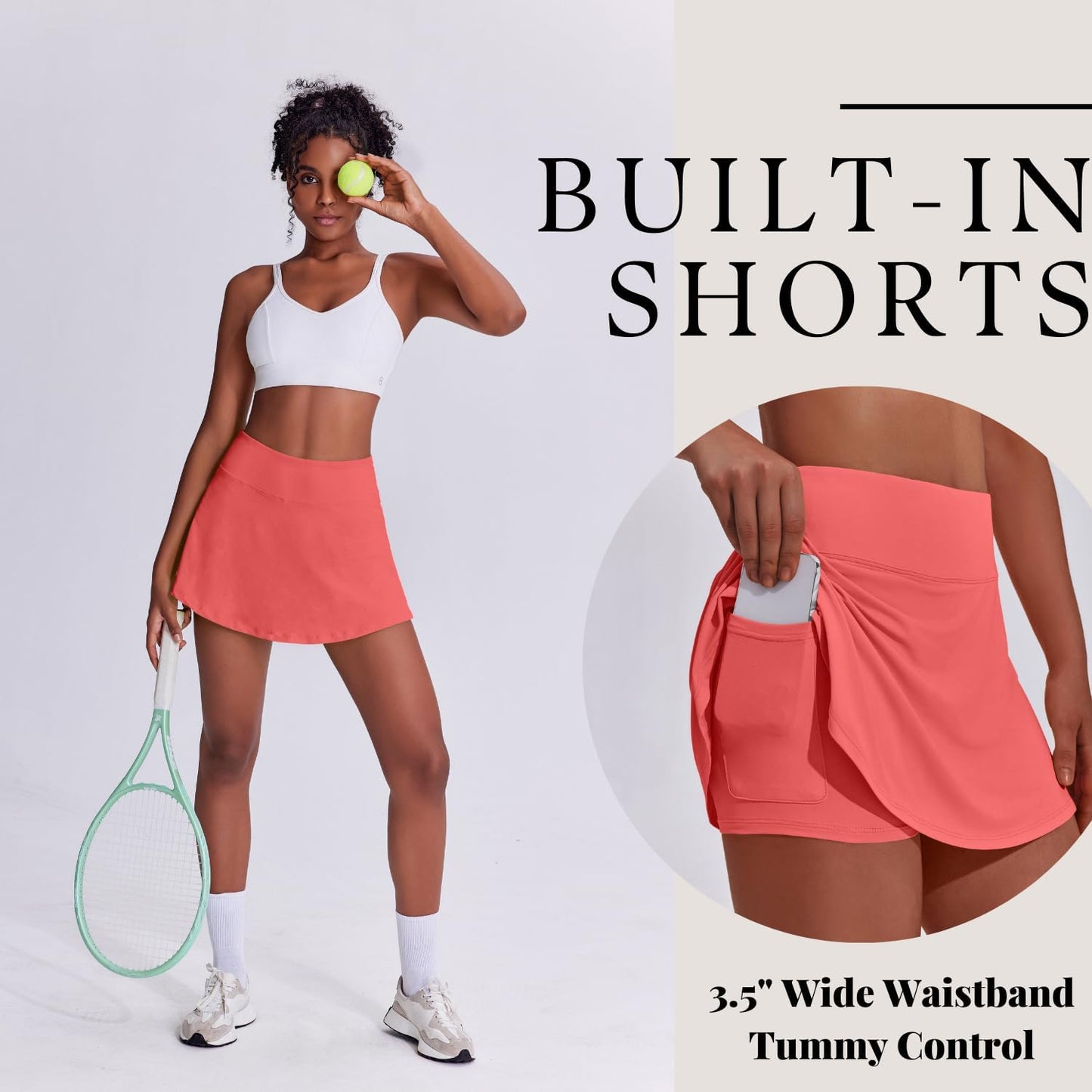 PINSPARK Tennis Skirts for Women - Lightweight Pleated Athletic Skort with Shorts Pocket | Perfect for Golf & Pickleball